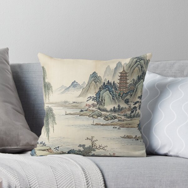 Item preview, Vintage Chinoiserie Mountain & River Flow through designed and sold by PixDezines.