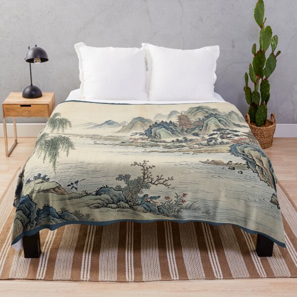 Item preview, Vintage Chinoiserie Mountain & River Flow through designed and sold by PixDezines.