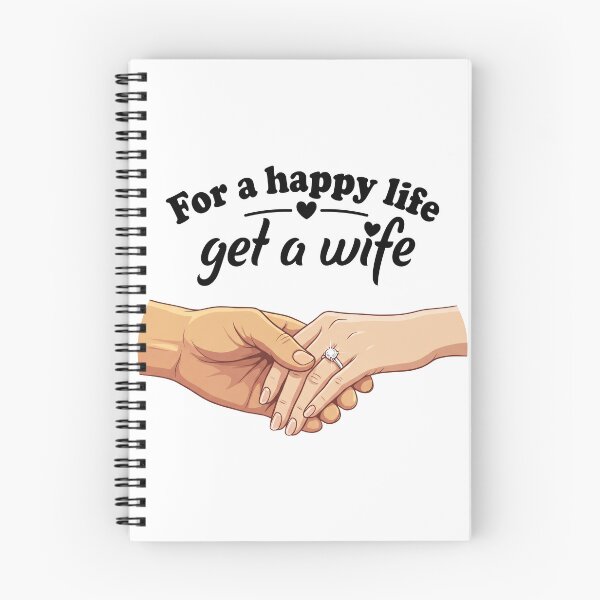 Item preview, For a Happy Life Get a Wife – Romantic Marriage & Love Quote Illustration 3 designed and sold by WordPlayStudio.