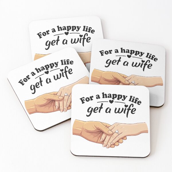 Item preview, For a Happy Life Get a Wife – Romantic Marriage & Love Quote Illustration 3 designed and sold by WordPlayStudio.