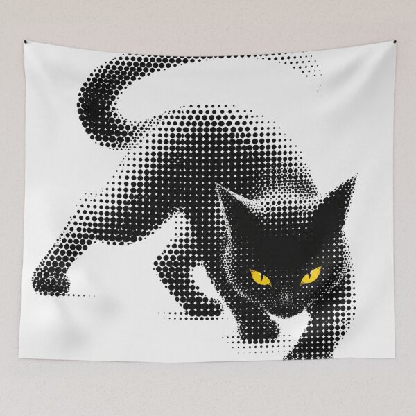 Item preview, Sneaky Halftone Black Cat Yellow Eyes designed and sold by xMErCUrY03x.