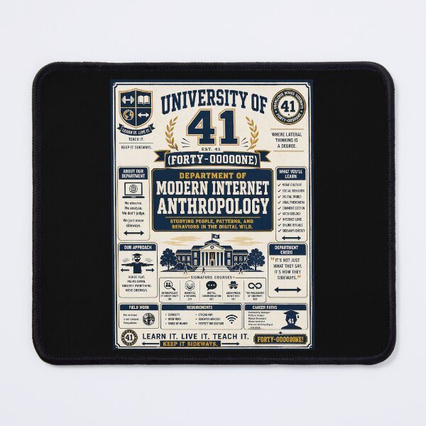 Item preview, 41 (forty-ooooone) SIDEWAYS SOCIET COLLECTION - COLLEGE - University of 41 Department of Modern Internet Anthropology designed and sold by WheelieGdArt.