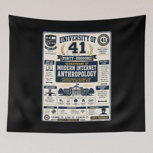 Item preview, 41 (forty-ooooone) SIDEWAYS SOCIET COLLECTION - COLLEGE - University of 41 Department of Modern Internet Anthropology designed and sold by WheelieGdArt.