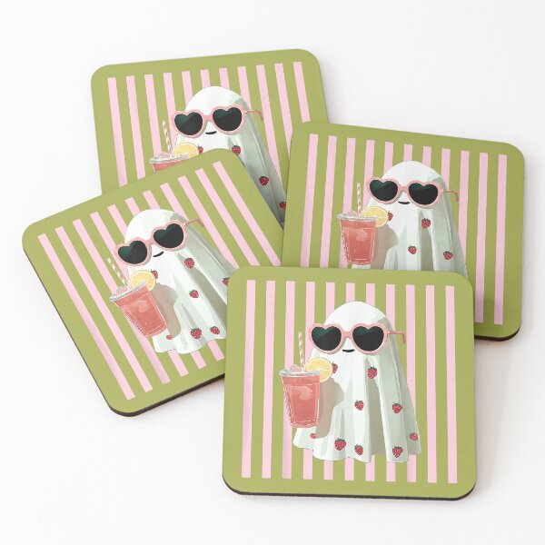 Item preview, Pink Striped Cute Ghost Summer Fruit Juice Hawaii Summerween designed and sold by melodycook.