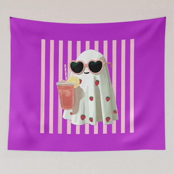 Item preview, Pink Striped Cute Ghost Summer Fruit Juice Hawaii Summerween designed and sold by melodycook.