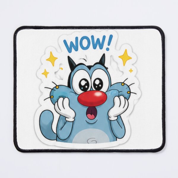 Item preview, Cute Chibi Blue Cat WOW Sticker | Kawaii Cartoon Reaction designed and sold by nouhaZN.
