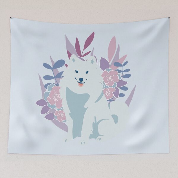 Item preview, Floral Samoyed Dog designed and sold by IvysCreativityHouse.