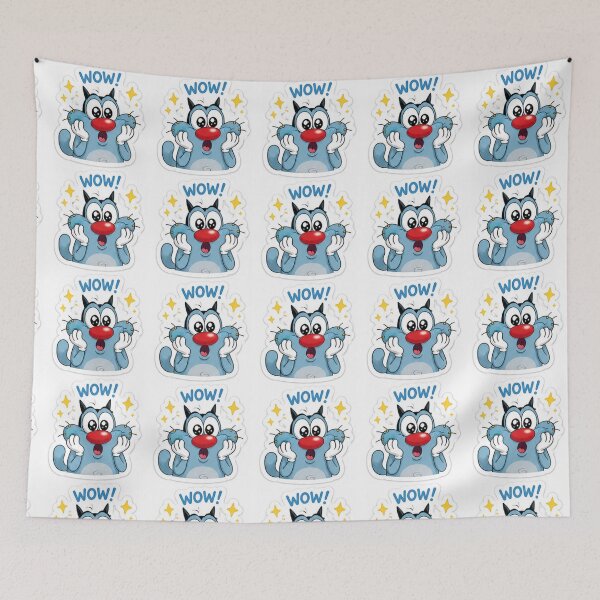 Item preview, Cute Chibi Blue Cat WOW Sticker | Kawaii Cartoon Reaction designed and sold by nouhaZN.