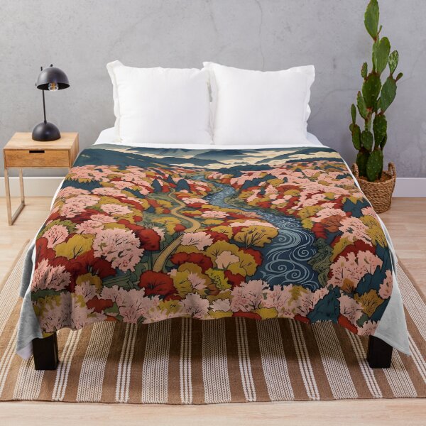 Item preview, Ukiyo-e Autumn Cherry Blossom and Maple Aerial Landscape designed and sold by conohitoAI-ArtGallery.