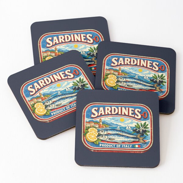 Item preview, Sardine Girl Summer Vintage Mediterranean Tin Retro Coastal Italian Riviera Design designed and sold by Artycom.