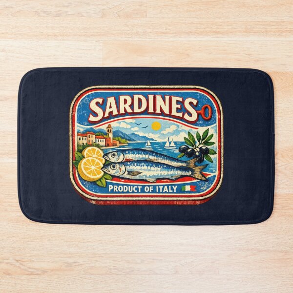 Item preview, Sardine Girl Summer Vintage Mediterranean Tin Retro Coastal Italian Riviera Design designed and sold by Artycom.