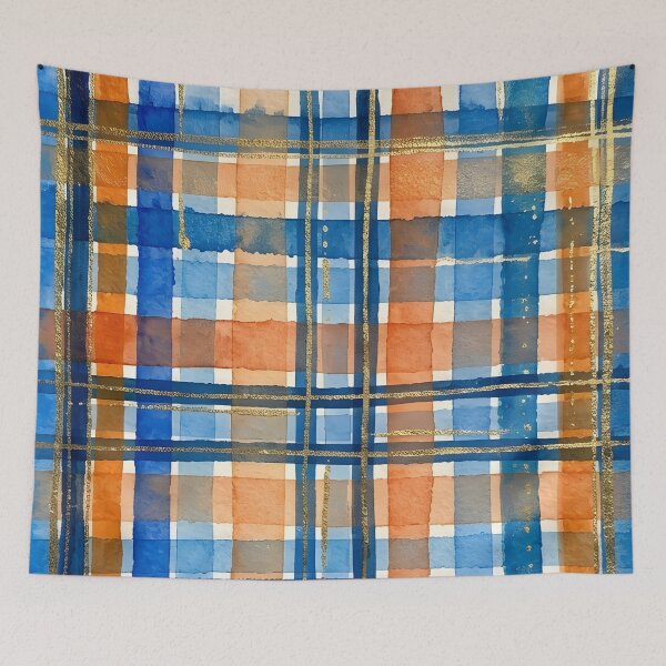 Item preview, Blue Orange Plaid Pattern  designed and sold by GraphicsClub.