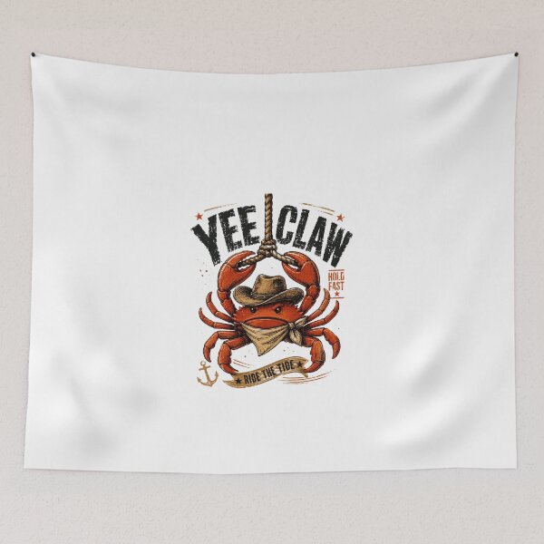 Item preview, Yee Claw Ride The Tide Hill Bill Fast Cowboy Crab Southern Ocean Fisherman Western designed and sold by JonesFlora2025.