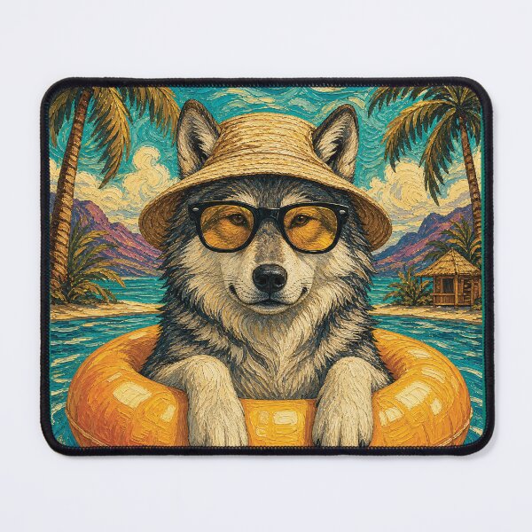 Item preview, Cute Wolf Summer Float | Summer Vacation Animal designed and sold by merchxwear.