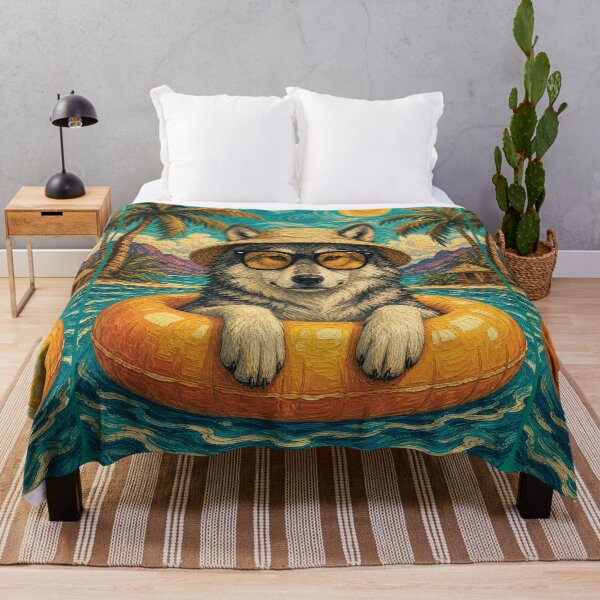 Item preview, Cute Wolf Summer Float | Summer Vacation Animal designed and sold by merchxwear.