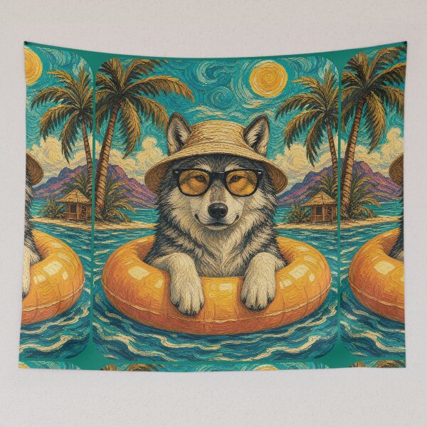 Item preview, Cute Wolf Summer Float | Summer Vacation Animal designed and sold by merchxwear.