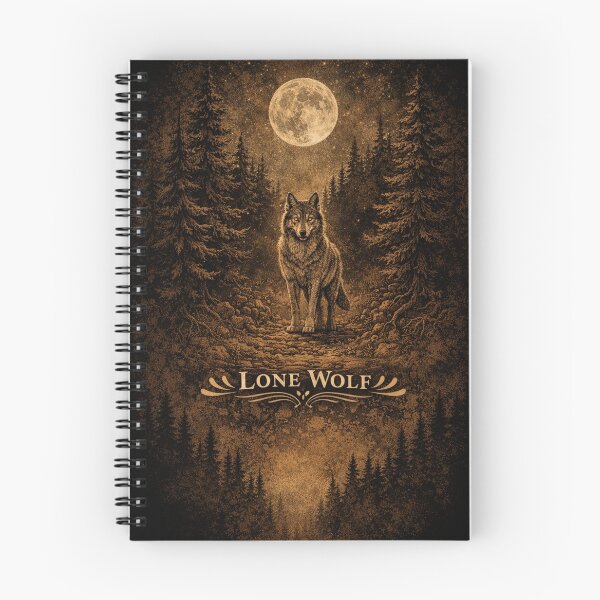Item preview, Lone Wolf Full Moon Dark Folk Art Forest Illustration designed and sold by CulturalCurios.