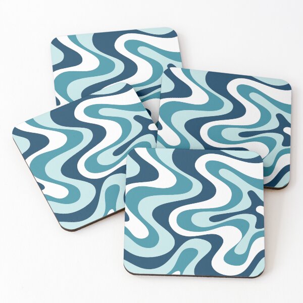 Item preview, Liquid Swirl Retro Abstract in Deep Navy Blue , Light Teal, and Medium Teal Blue, Cream, and White designed and sold by Differenceee.