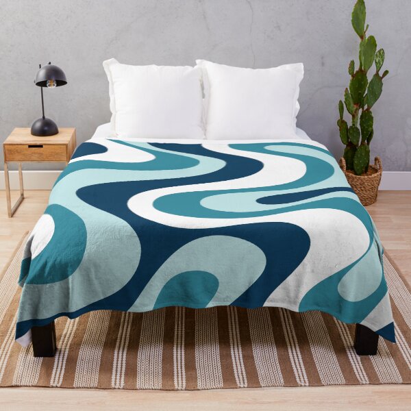 Item preview, Liquid Swirl Retro Abstract in Deep Navy Blue , Light Teal, and Medium Teal Blue, Cream, and White designed and sold by Differenceee.