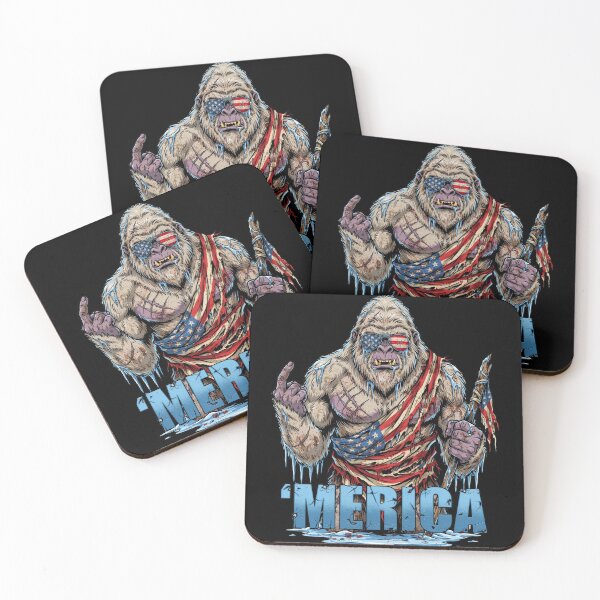 Item preview, 'Merica Icy Yeti Bigfoot Rock On Flag Design v3 designed and sold by DarylWelsh2024.