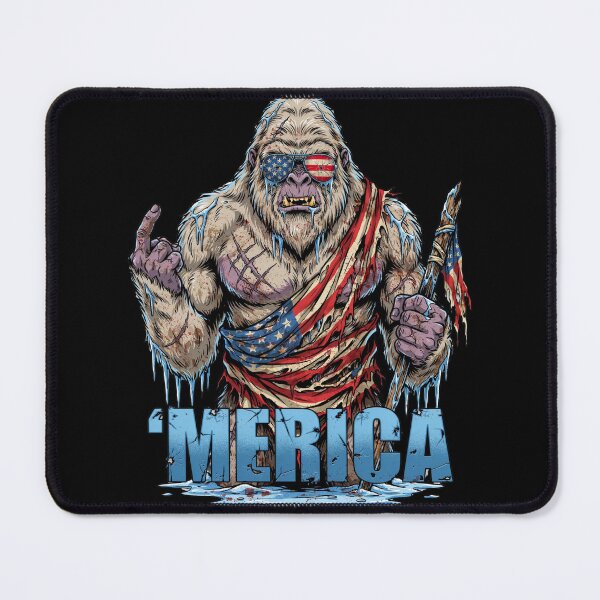 Item preview, 'Merica Icy Yeti Bigfoot Rock On Flag Design v3 designed and sold by DarylWelsh2024.