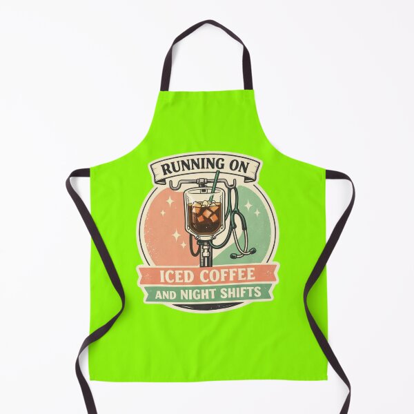 Item preview, Running on Iced Coffee and Night Shifts – Retro Nurse Coffee IV Badge designed and sold by Timeless Junction.