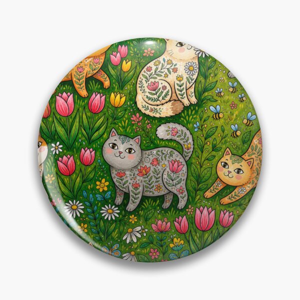Artikelvorschau, Verspieltes Blumen-Katzen-Gartenmuster entworfen und verkauft von Iampoji.