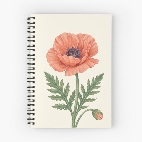Artikelvorschau, Vintage-Illustration einer botanischen Illustration einer Pfirsich-Orange-Mohnblume entworfen und verkauft von Pasteltone.