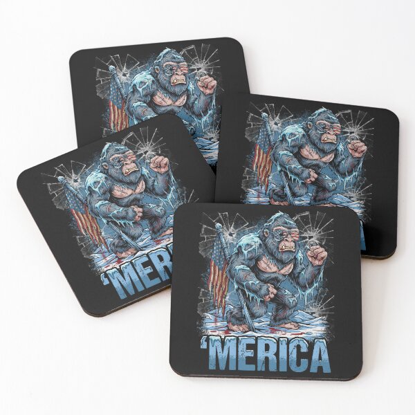 Item preview, 'Merica Icy Yeti Bigfoot Rock On Flag Design v4 designed and sold by DarylWelsh2024.