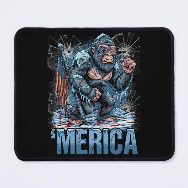 Item preview, 'Merica Icy Yeti Bigfoot Rock On Flag Design v4 designed and sold by DarylWelsh2024.