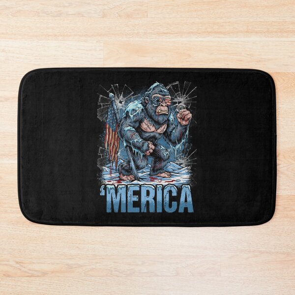 Item preview, 'Merica Icy Yeti Bigfoot Rock On Flag Design v4 designed and sold by DarylWelsh2024.