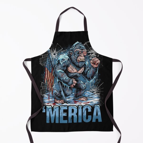 Item preview, 'Merica Icy Yeti Bigfoot Rock On Flag Design v4 designed and sold by DarylWelsh2024.