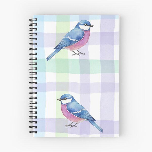 Item preview, Blue Pink Songbird on Pastel Plaid Grid designed and sold by wissal.studio.