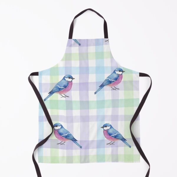 Item preview, Blue Pink Songbird on Pastel Plaid Grid designed and sold by wissal.studio.