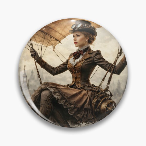 Item preview, Steampunk Flying Woman – Victorian Glider Adventure Fantasy Print designed and sold by Kaleidoscope Print.