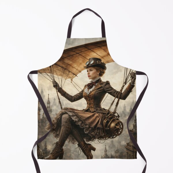 Item preview, Steampunk Flying Woman – Victorian Glider Adventure Fantasy Print designed and sold by Kaleidoscope Print.