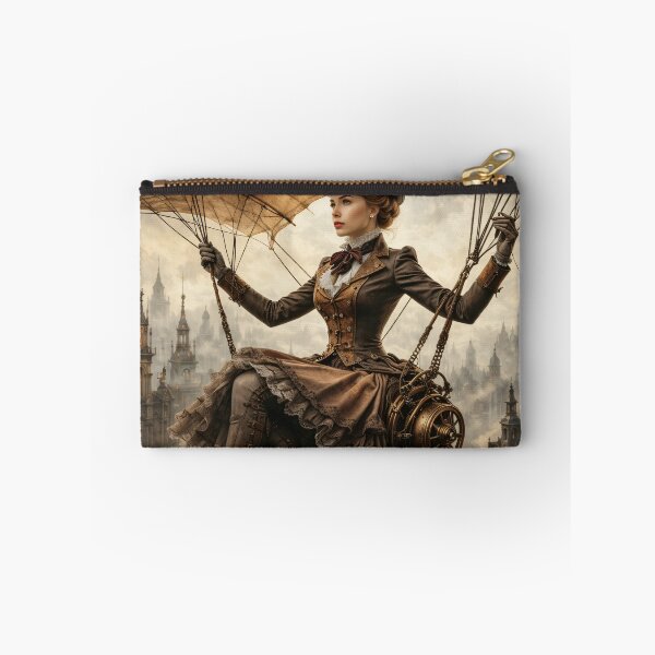 Item preview, Steampunk Flying Woman – Victorian Glider Adventure Fantasy Print designed and sold by Kaleidoscope Print.