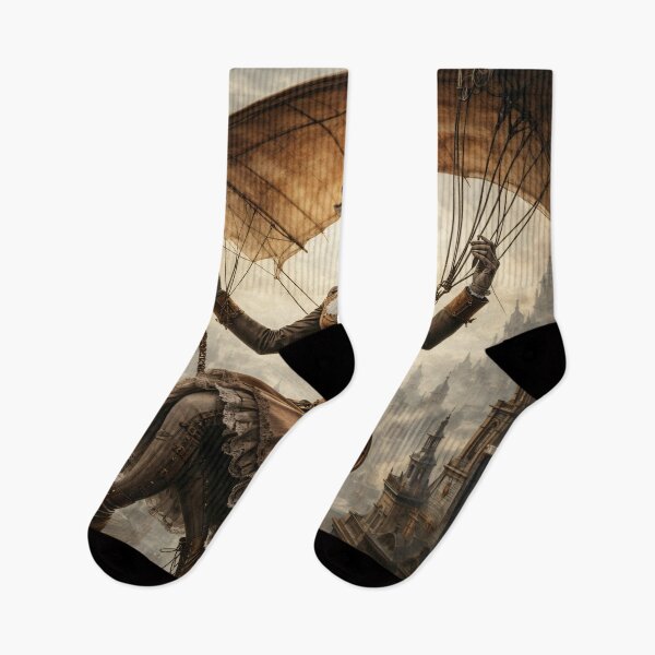 Item preview, Steampunk Flying Woman – Victorian Glider Adventure Fantasy Print designed and sold by Kaleidoscope Print.