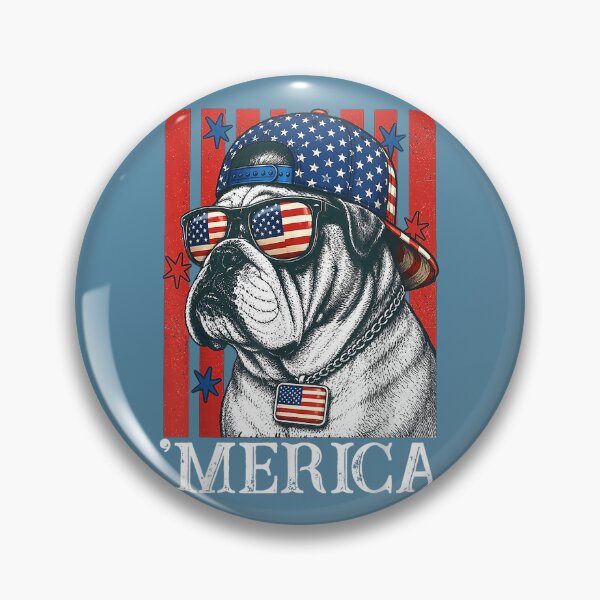Item preview, Merica Dog Patriotic English Bulldog American Flag designed and sold by miuukiuu.