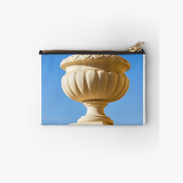 Item preview, Stone Garden Urn On Pedestal Against Clear Blue Sky, Classical Decorative Outdoor Vase designed and sold by Nmallia.