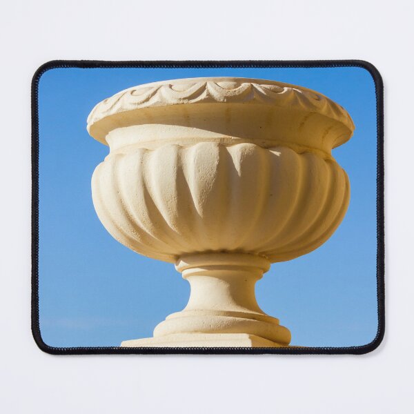 Item preview, Stone Garden Urn On Pedestal Against Clear Blue Sky, Classical Decorative Outdoor Vase designed and sold by Nmallia.