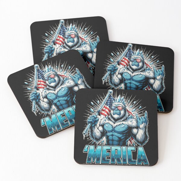 Item preview, 'Merica Icy Yeti Bigfoot Rock On Flag Design v5 designed and sold by DarylWelsh2024.