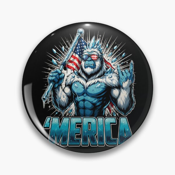 Item preview, 'Merica Icy Yeti Bigfoot Rock On Flag Design v5 designed and sold by DarylWelsh2024.