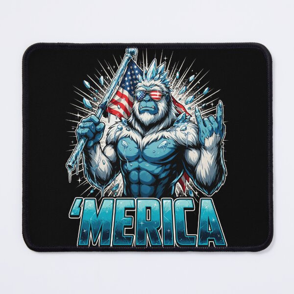 Item preview, 'Merica Icy Yeti Bigfoot Rock On Flag Design v5 designed and sold by DarylWelsh2024.
