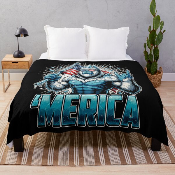 Item preview, 'Merica Icy Yeti Bigfoot Rock On Flag Design v5 designed and sold by DarylWelsh2024.