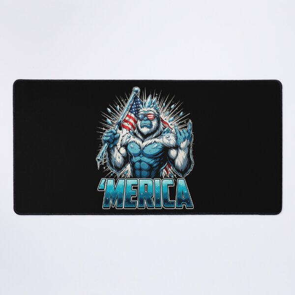 Item preview, 'Merica Icy Yeti Bigfoot Rock On Flag Design v5 designed and sold by DarylWelsh2024.