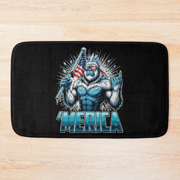 Item preview, 'Merica Icy Yeti Bigfoot Rock On Flag Design v5 designed and sold by DarylWelsh2024.