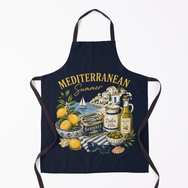 Item preview, Mediterranean Summer Dolce Vita Sardines Olive Oil Lemon Coastal Italian Art  designed and sold by Artycom.