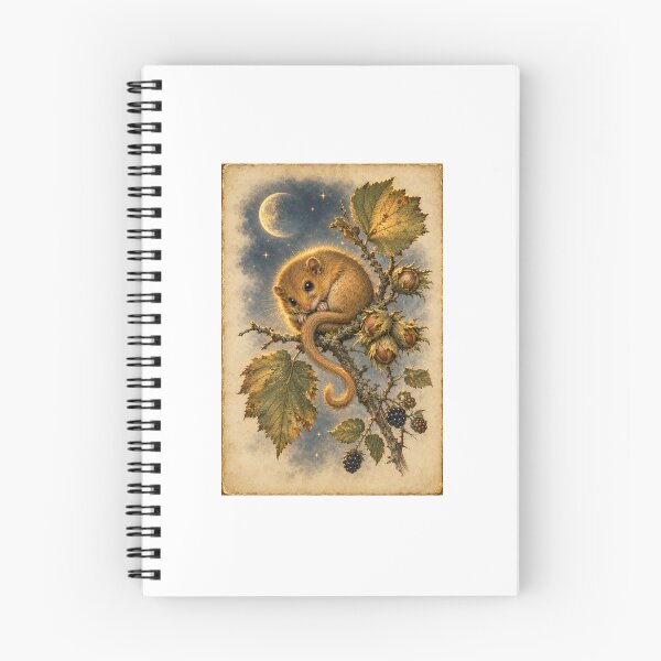 Item preview, Dormouse & Hazel | Moonlit Woodland Wildlife Wall Art | Cosy Cottagecore Gift designed and sold by Brackenlume Studio.