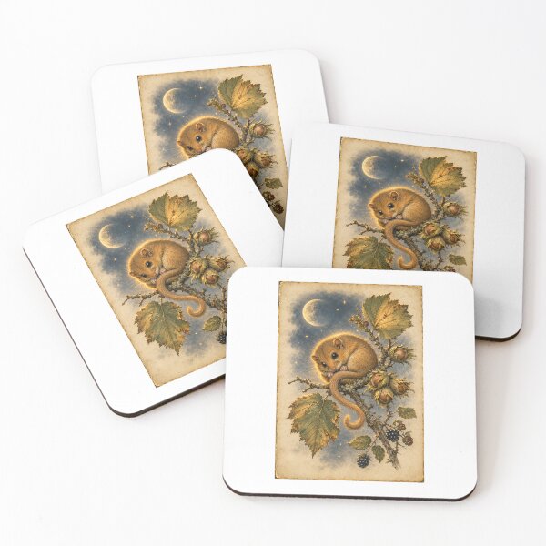 Item preview, Dormouse & Hazel | Moonlit Woodland Wildlife Wall Art | Cosy Cottagecore Gift designed and sold by Brackenlume Studio.